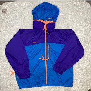 Vintage Columbia Colorblock Full Zip Hooded Windbreaker: Size Extra Large
